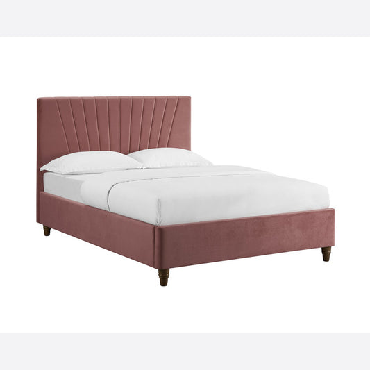 Lexie Pink Velvet Double Bed