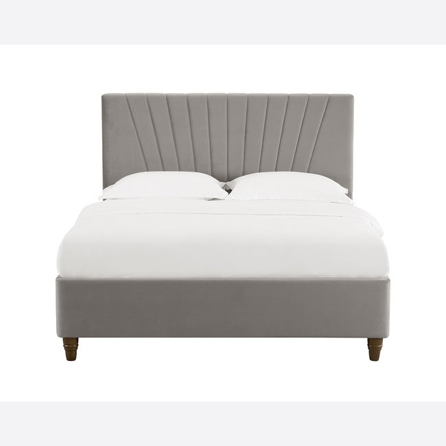 Lexie Grey Velvet Kingsize Bed