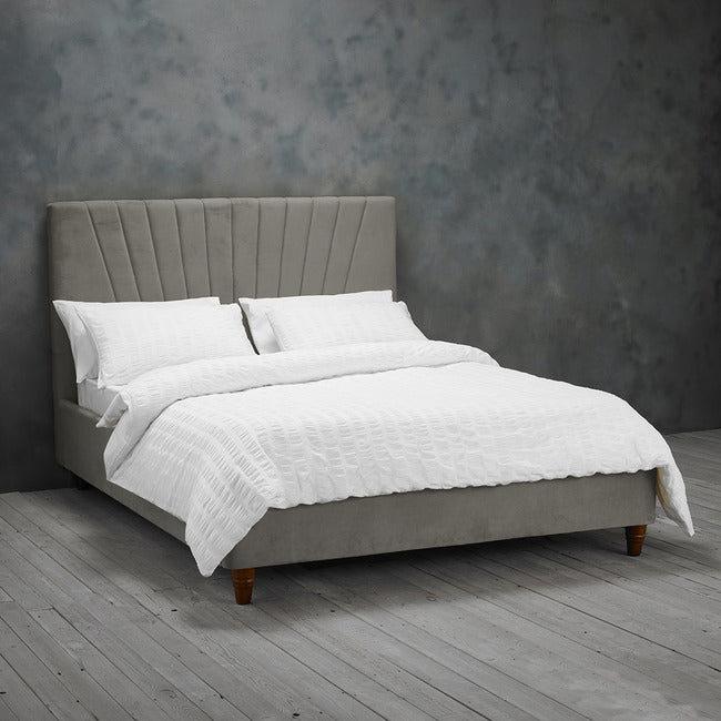Grey Velvet Double Bed