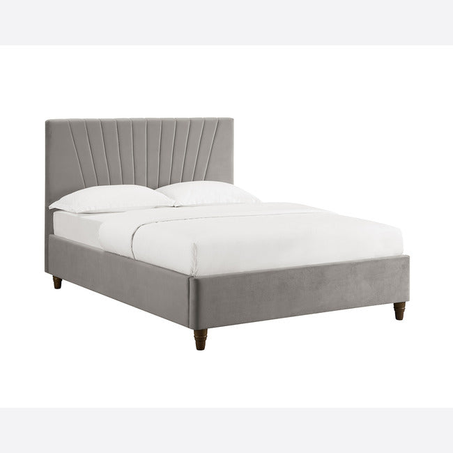 Lexie Grey Velvet Kingsize Bed