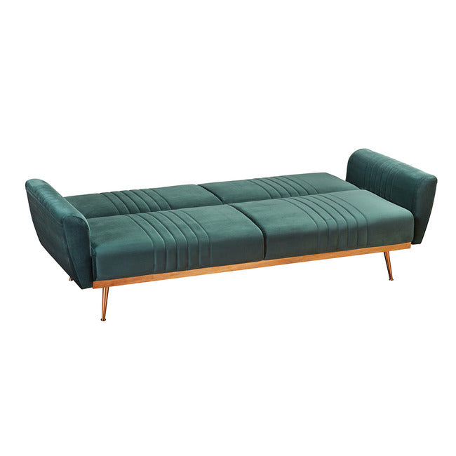 Velvet Sofa Bed with Copper Legs