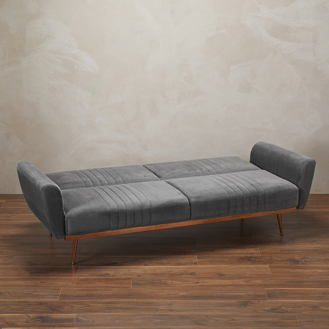 Velvet Sofa Bed with Copper Legs