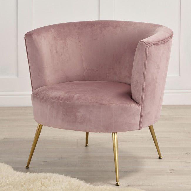 Mauve Pink Velvet Accent Occasional with Gold Legs