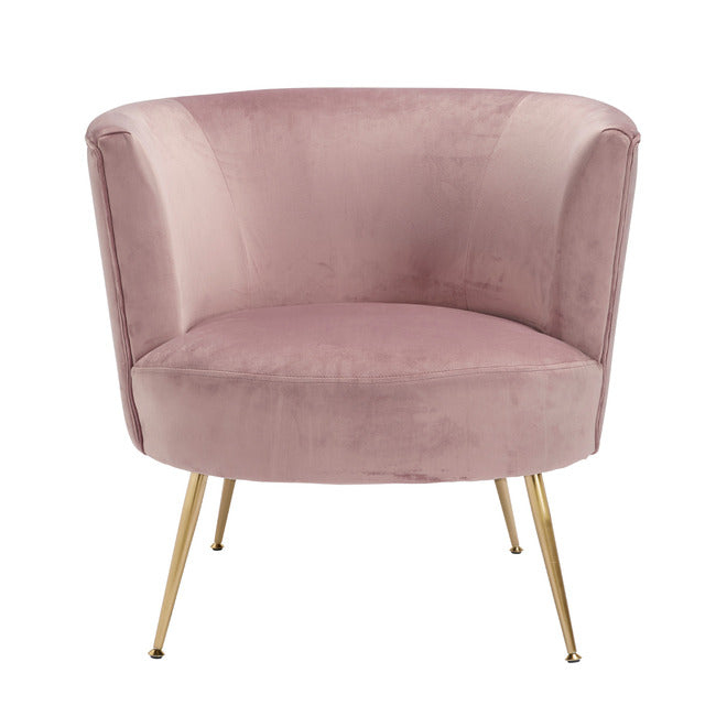 Mauve Pink Velvet Accent Occasional with Gold Legs
