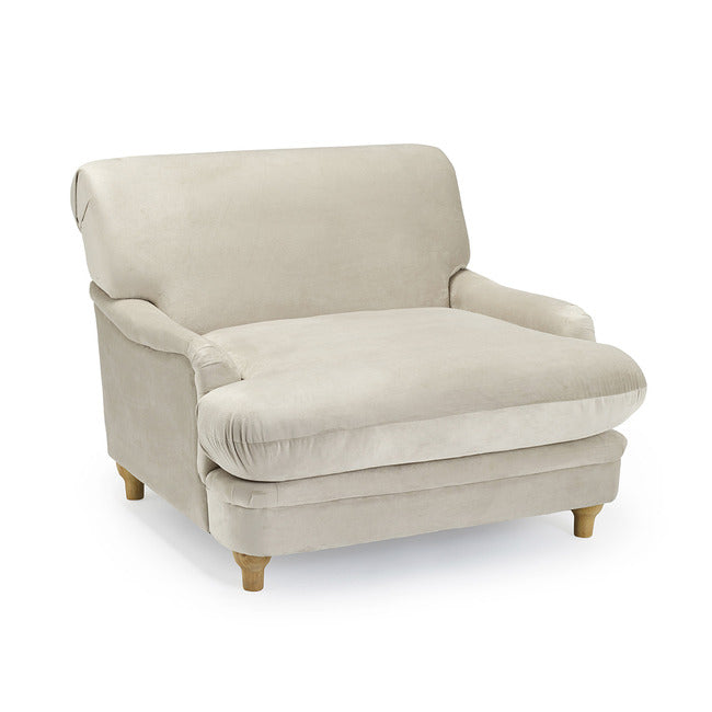 Luxurious comfy velvet armchair - available in Beige, Grey and Teal