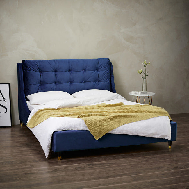 Blue Velvet Double Bed