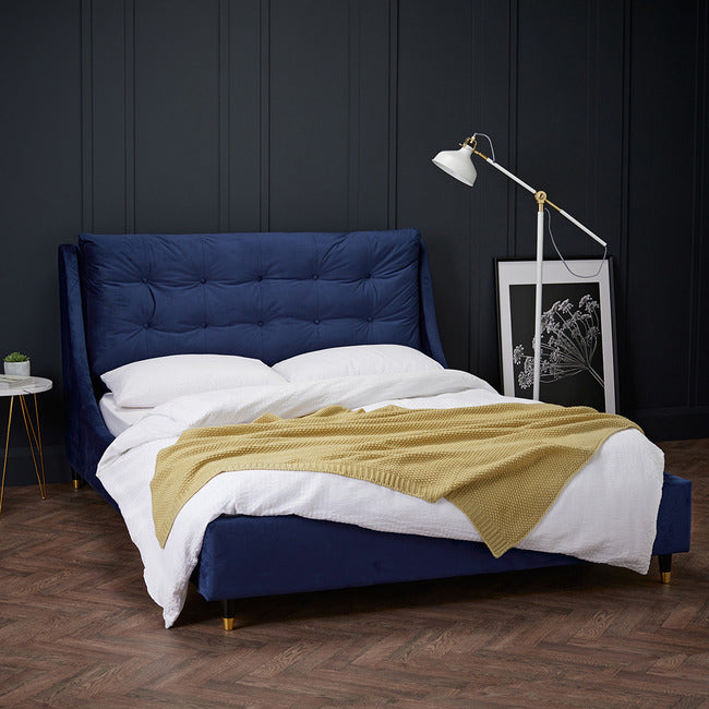 Blue Velvet Double Bed