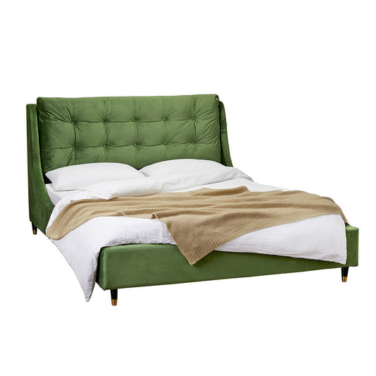 Green Velvet Double Bed