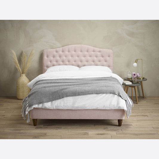 Sorrento Double Bed In Pink Velvet