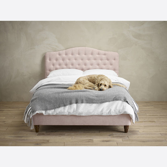 Sorrento Double Bed In Pink Velvet