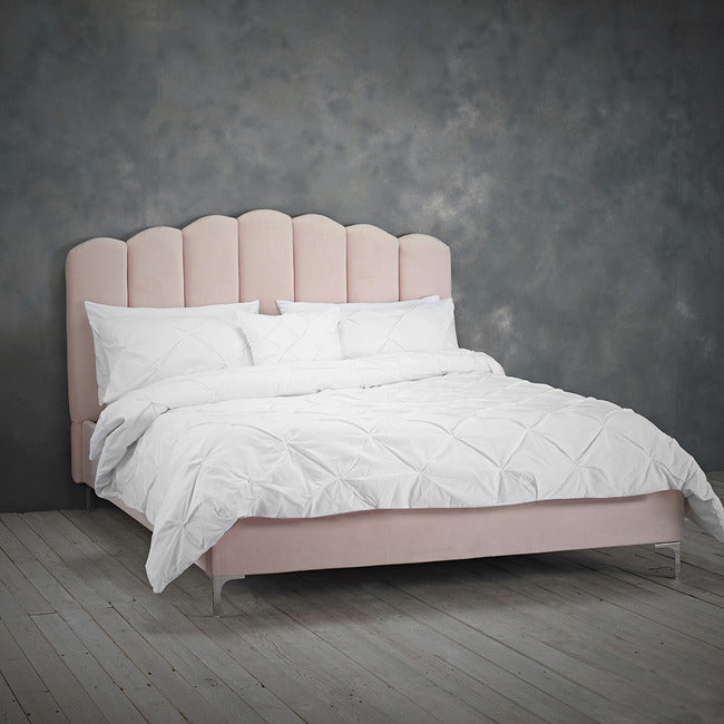Elegant Velvet Kingsize Bed In Pink or Grey Velvet King Size - 2 Colours Available