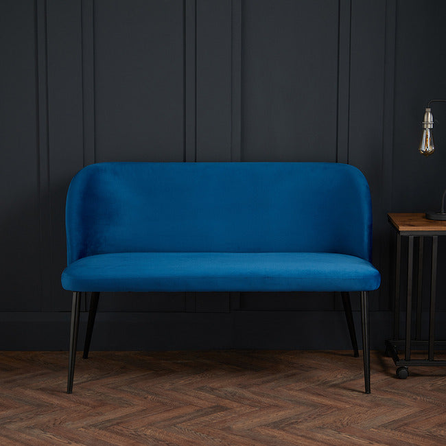 Blue Velvet Dining Bench