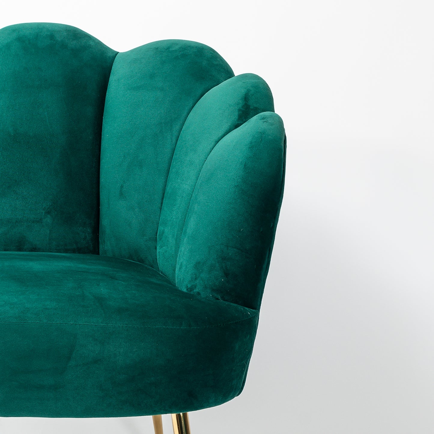 Emerald Green Velvet Lotus Cocktail Chair with Gold Legs