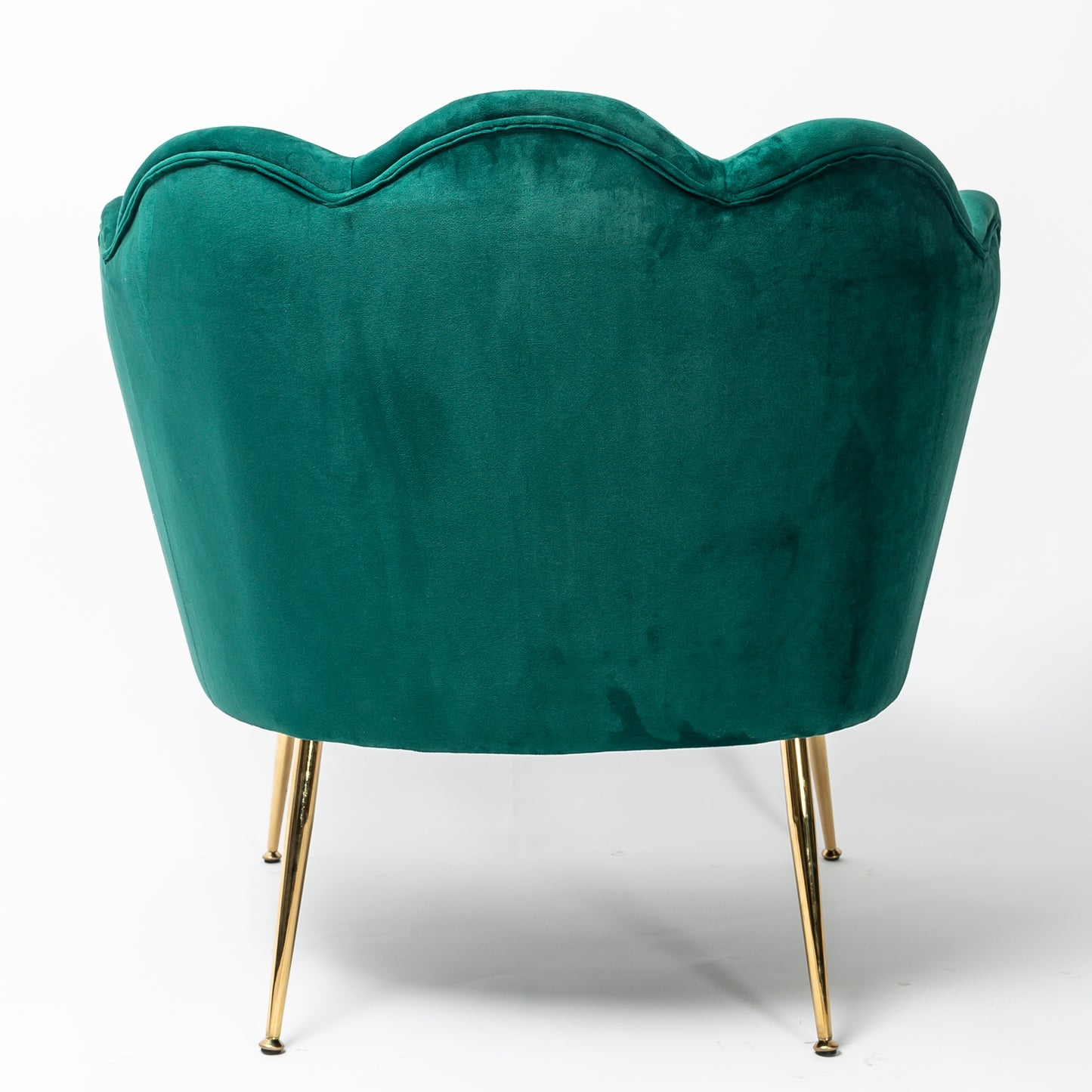 Emerald Green Velvet Lotus Cocktail Chair with Gold Legs