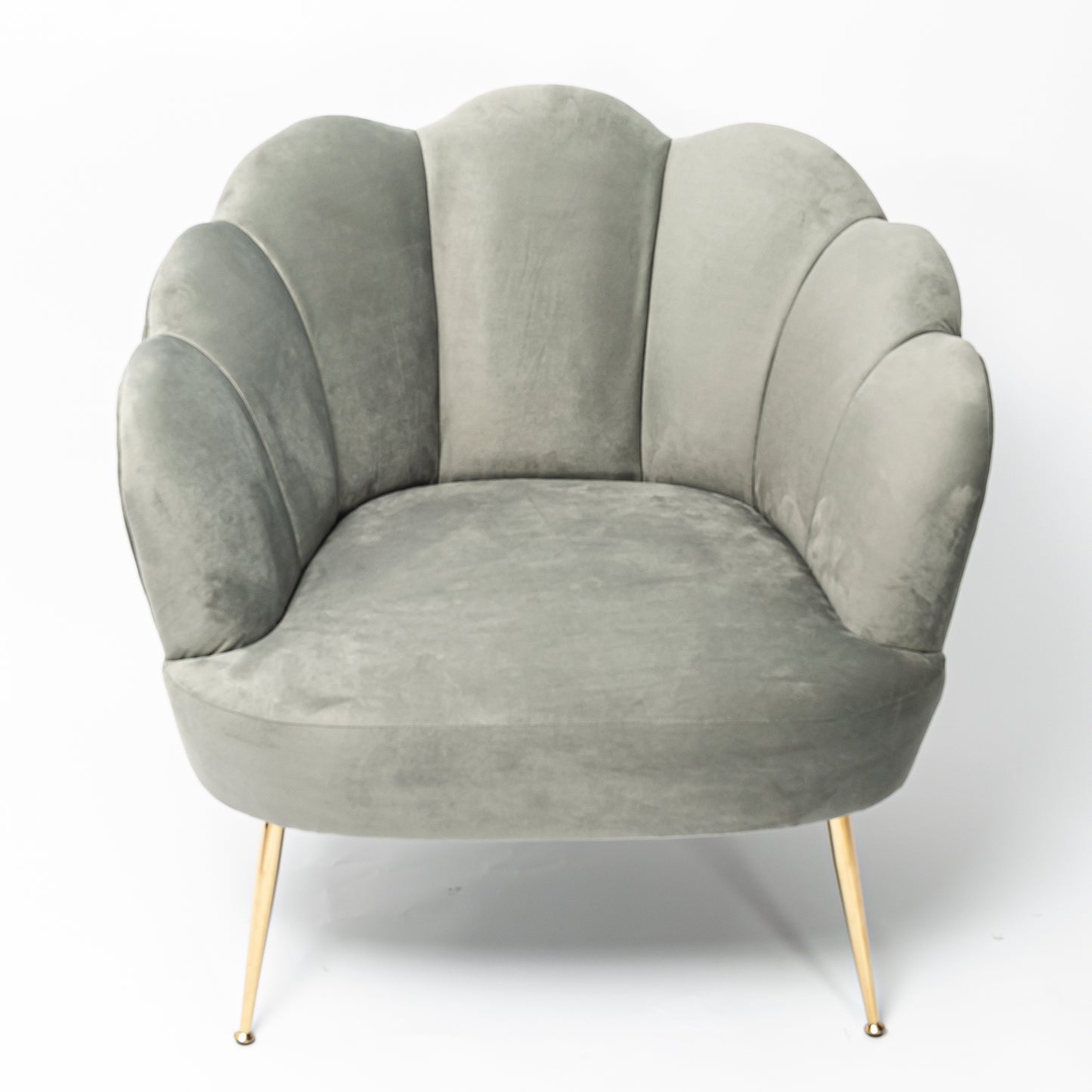 Light Grey Velvet Lotus Cocktail Chair with Gold Legs