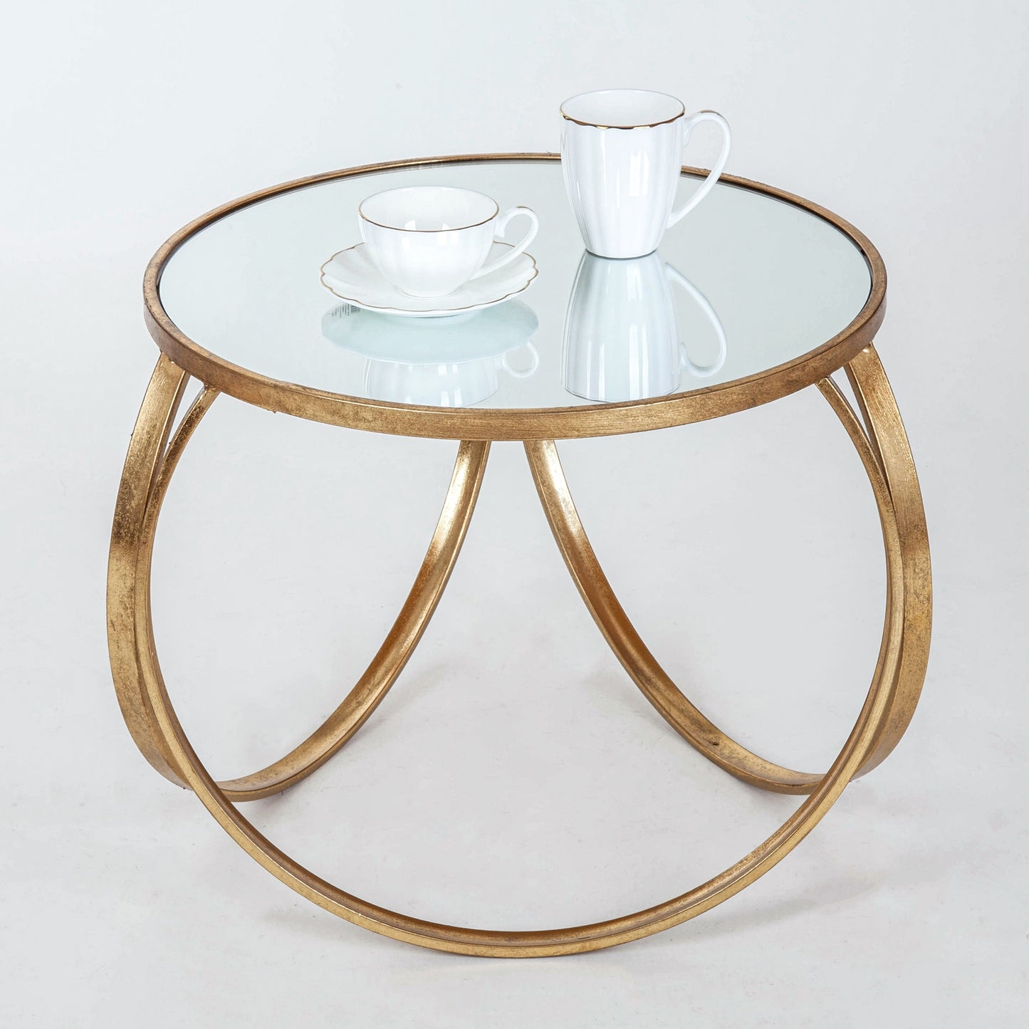 Gold Gilt Leaf Metal Round Coffee Table