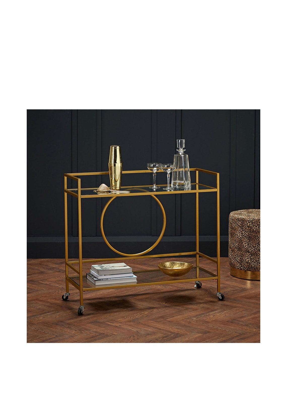 Glamourous gold finish Drinks Trolley