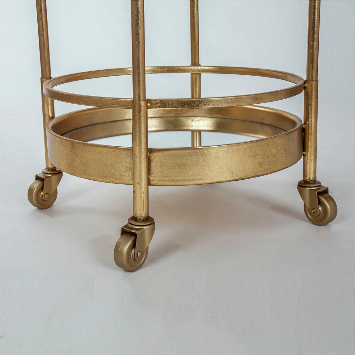 Glamorous round gold leaf, drinks/ serving trolley