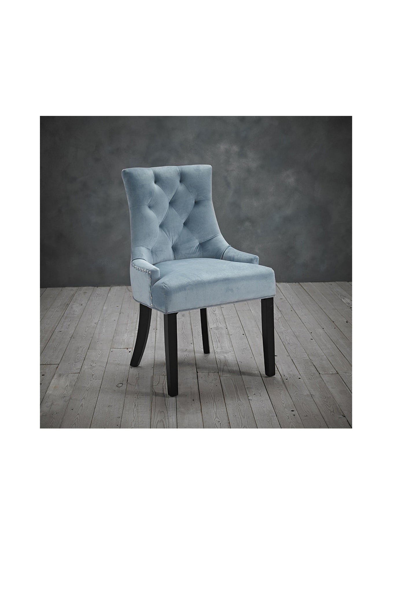 NEW Luxury Stylish Dining Velvet Buttoned chair with silver studs  - Pack of 2 -  Blue / Beige / Grey