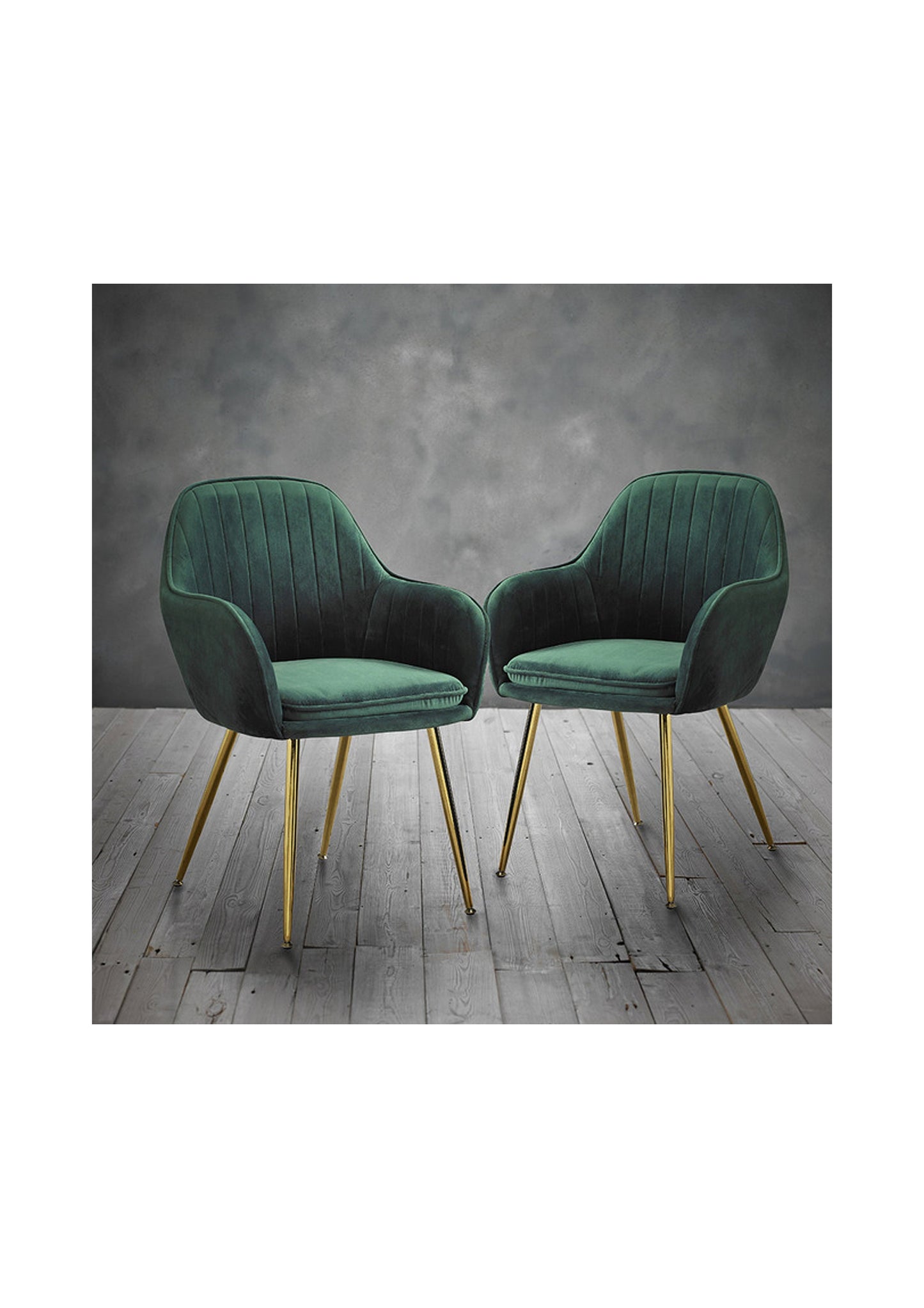 NEW Luxury Stylish Dining Office Desk Velvet Chair with gold legs  - Pack of 2 -  Yellow / Green/ Blue