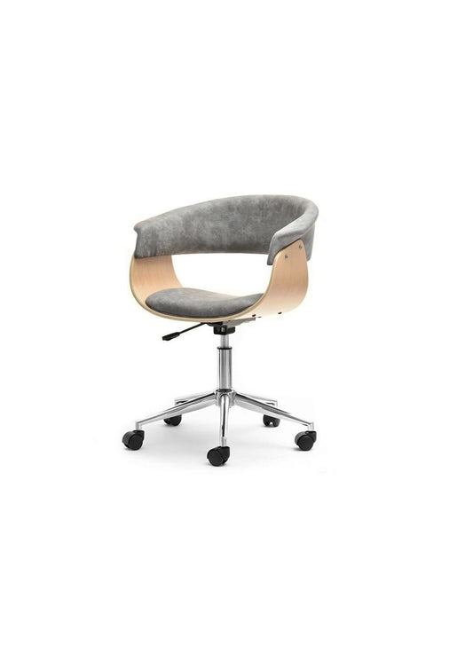 NEW RETRO Style Adjustable Swivel office desk chair grey and pine wood