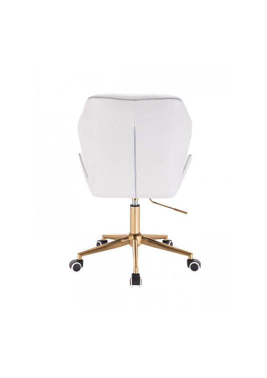 NEW Beautiful & stylish Faux Leather Designer adjustable swivel office/desk chair with gold base White ZigZag