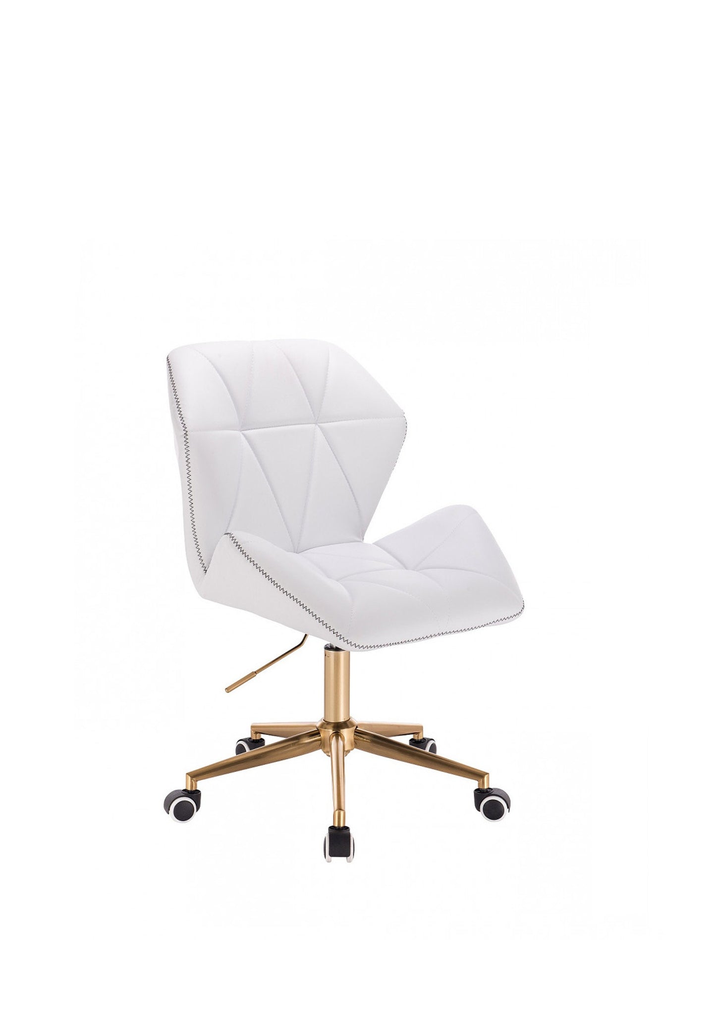 NEW Beautiful & stylish Faux Leather Designer adjustable swivel office/desk chair with gold base White ZigZag