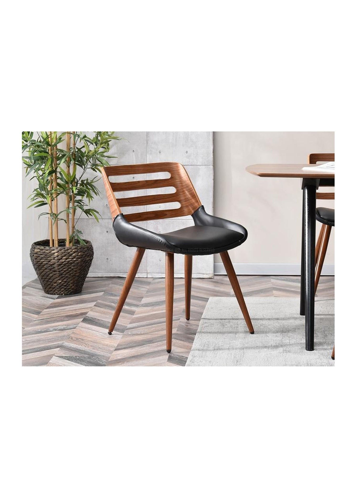 Designer chair Retro Chair Scandi Office Desk or Dining Chair in Faux Leather and Walnut Pre Order for mid February