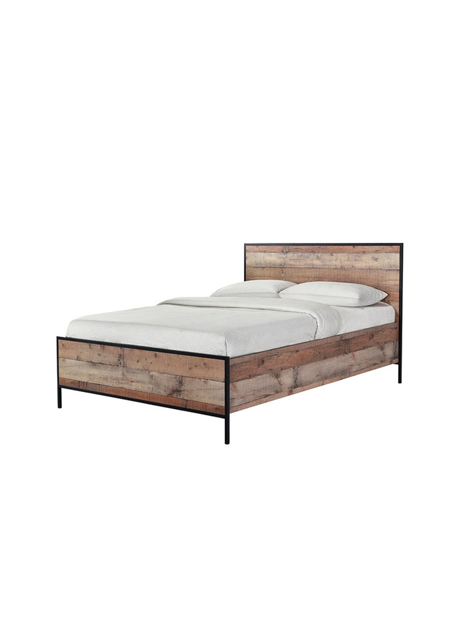 Industrial wood effect double bed frame  Oak Effect