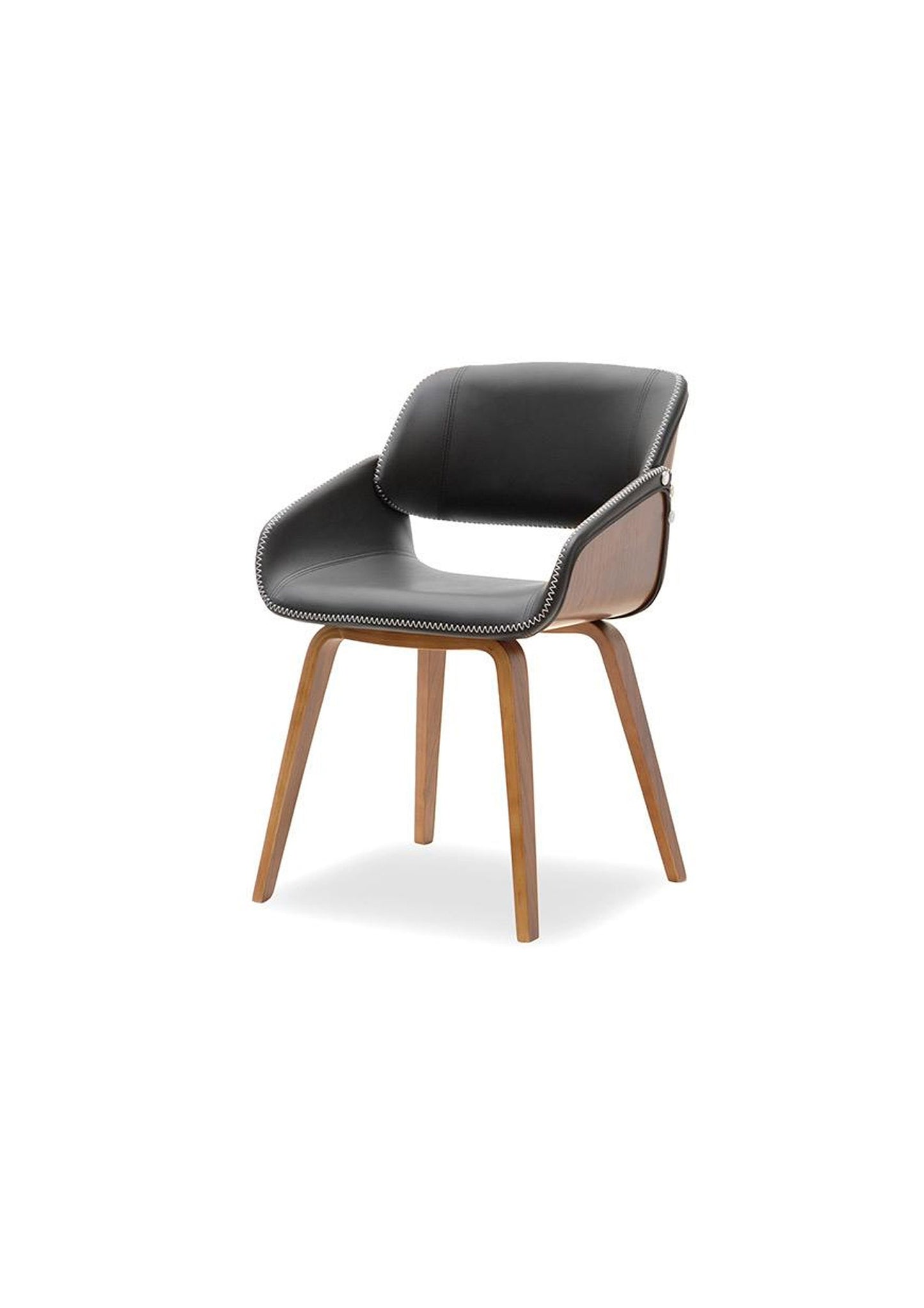 Designer Chair Retro Scandi Dining Desk Office chair in faux leather and walnut wood