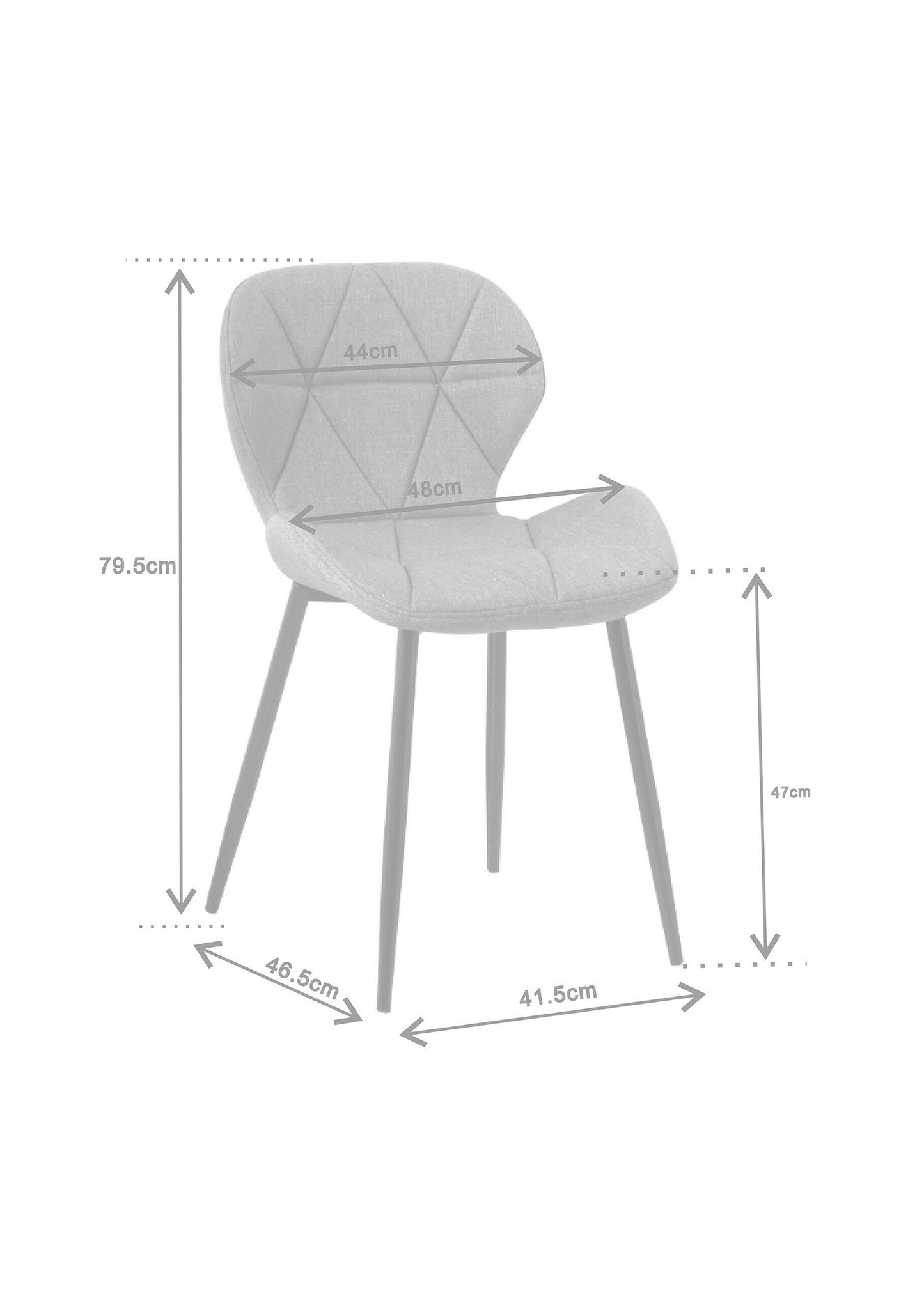 Velvet upholstered Grey Dining chair with black legs - Set of 2