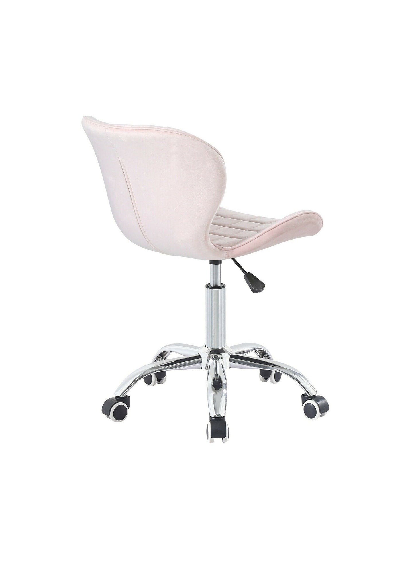 Designer velvet adjustable  office/desk chair with chrome swivel base in Light Pink or Grey