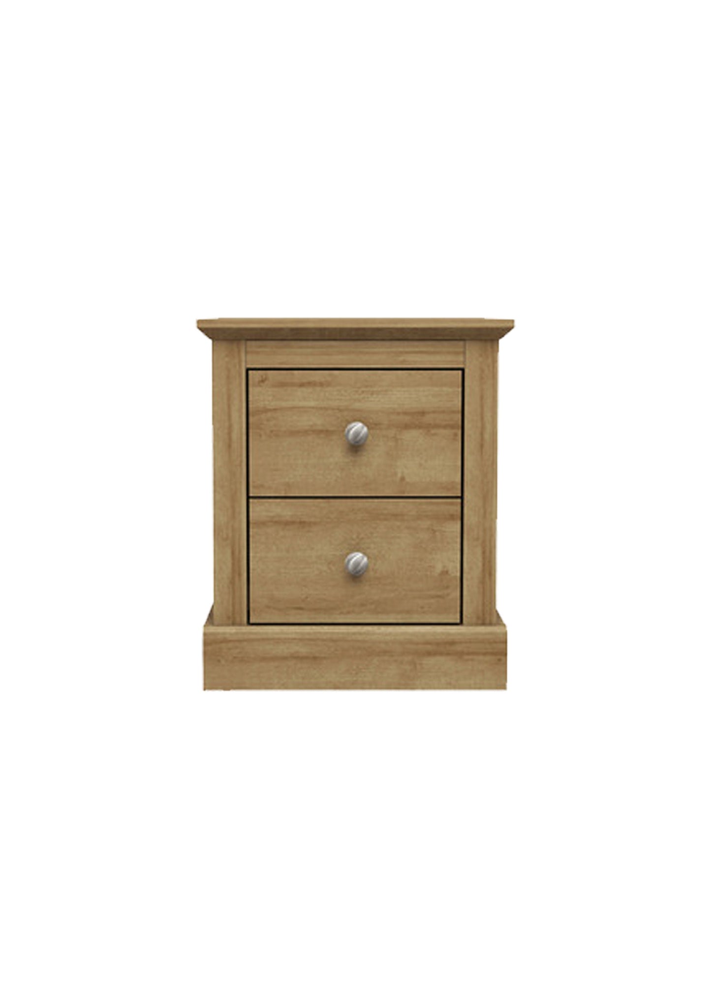 Oak effect 2 drawers bedside table cabinet