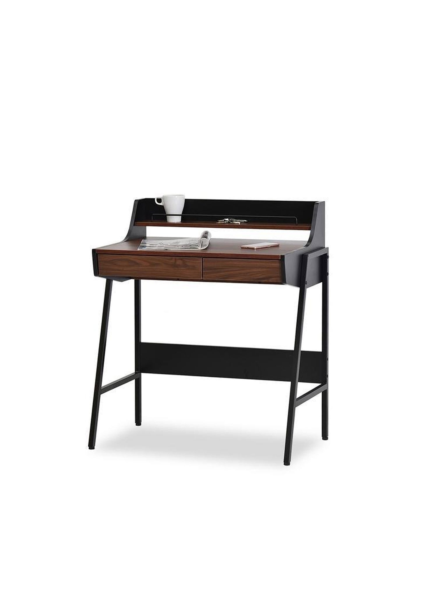 Retro Vintage style Office Desk in black and walnut