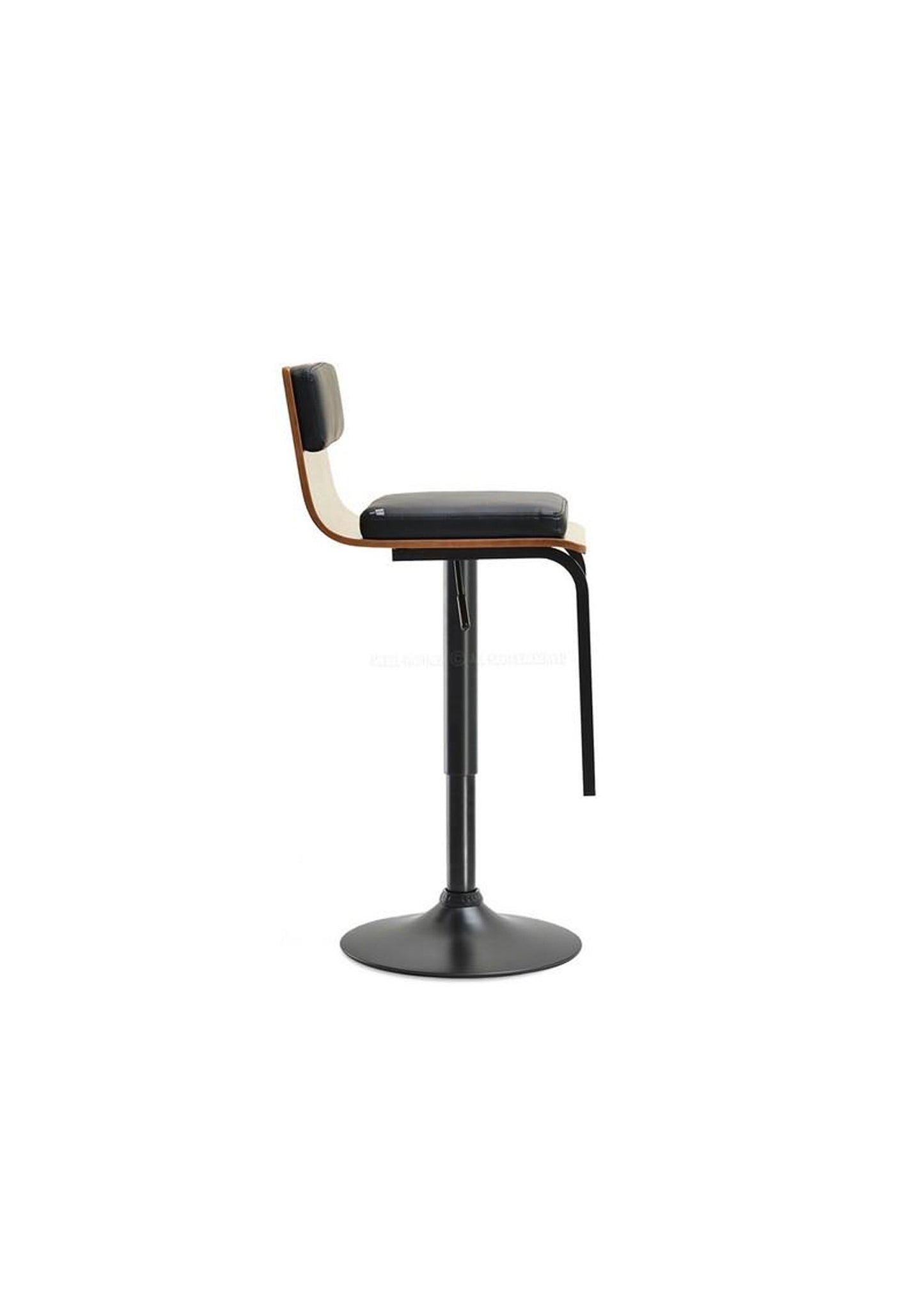 Retro Scandi Bar Stool In Black and Walnut Wood