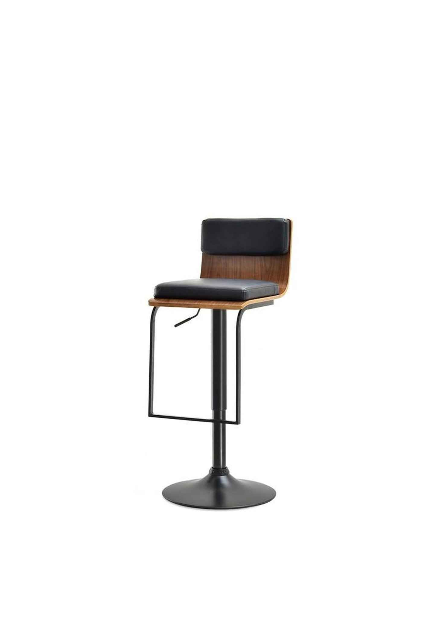 Retro Scandi Bar Stool In Black and Walnut Wood