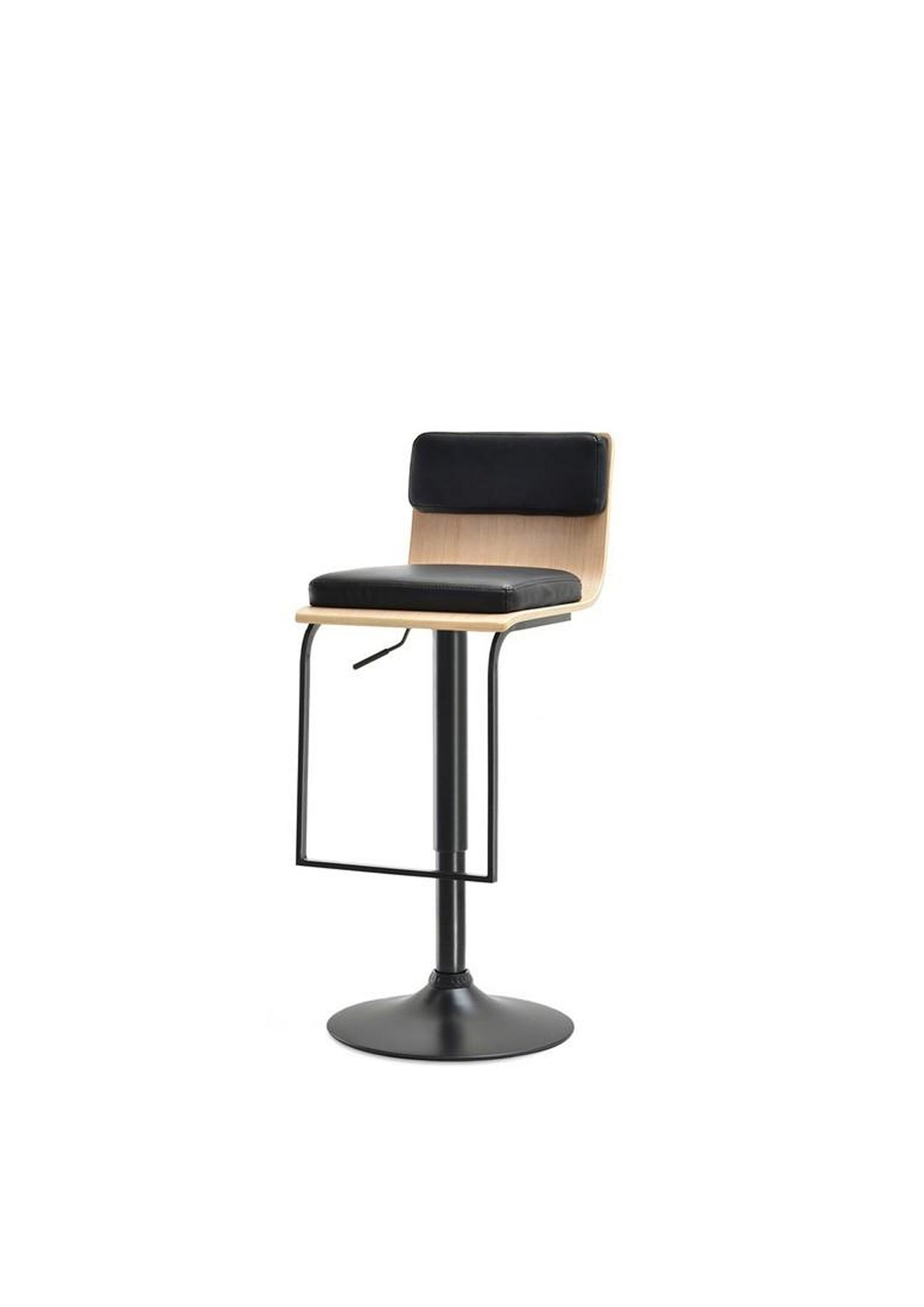 Retro Scandi Bar Stool In Black and Walnut Wood