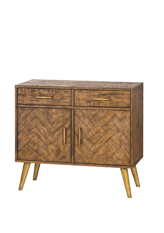 Sideboard mit 2 Türen und 2 Schubladen im Chevron-Design, Gold