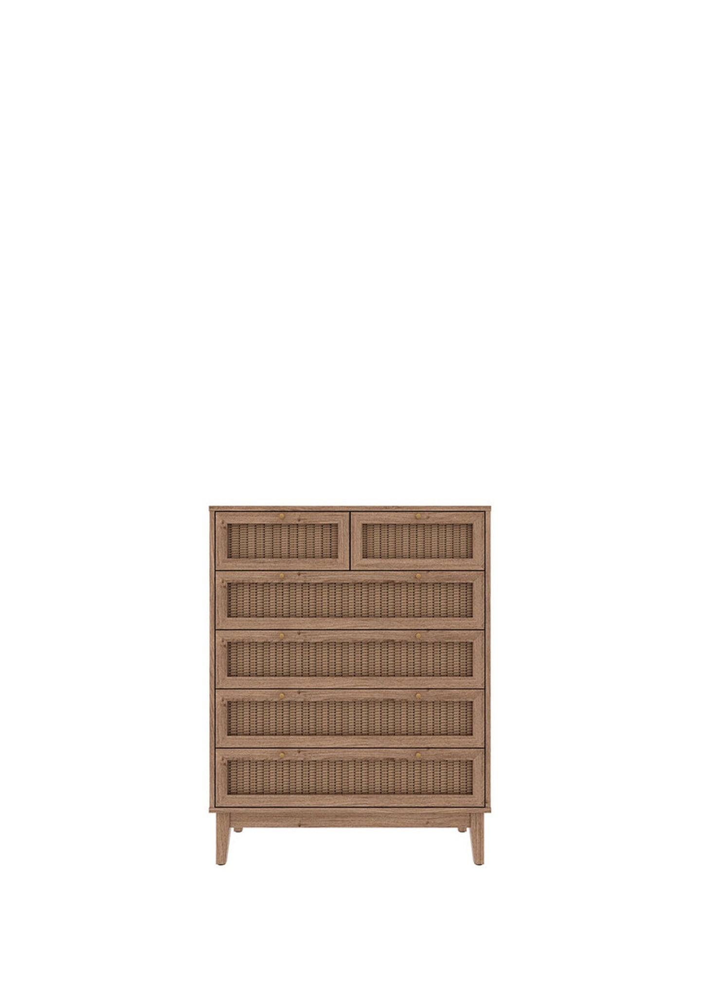 Boho Style Rattan Fronts Bedroom Drawers with gold details