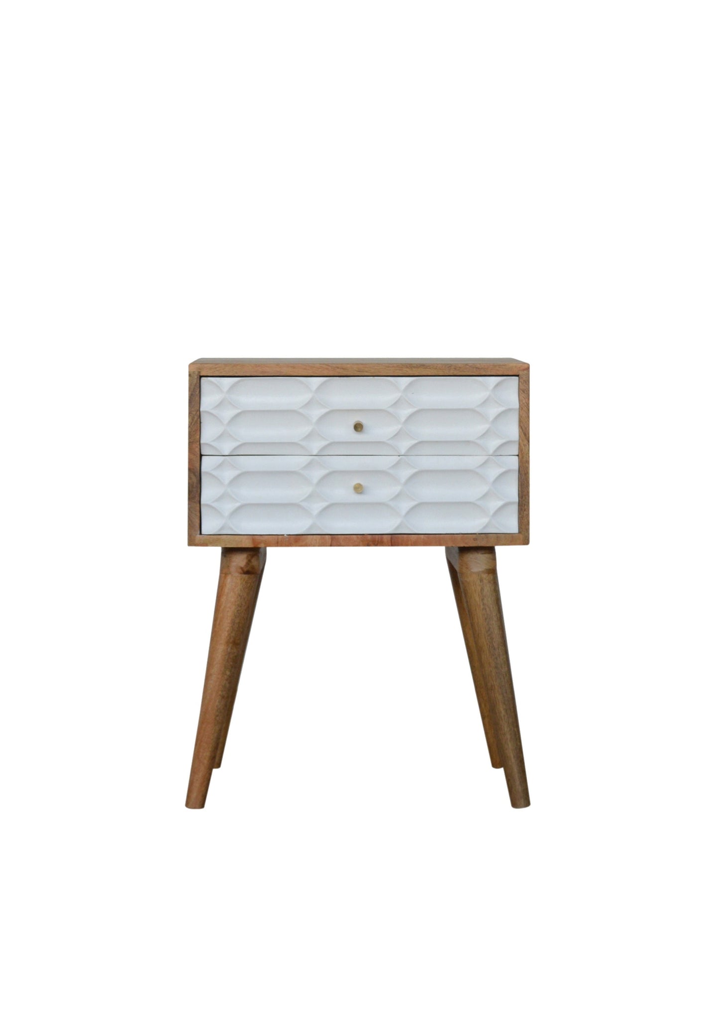 Vivienne Solid Mango Wood and White Drawers Scandi Style Bedside Table