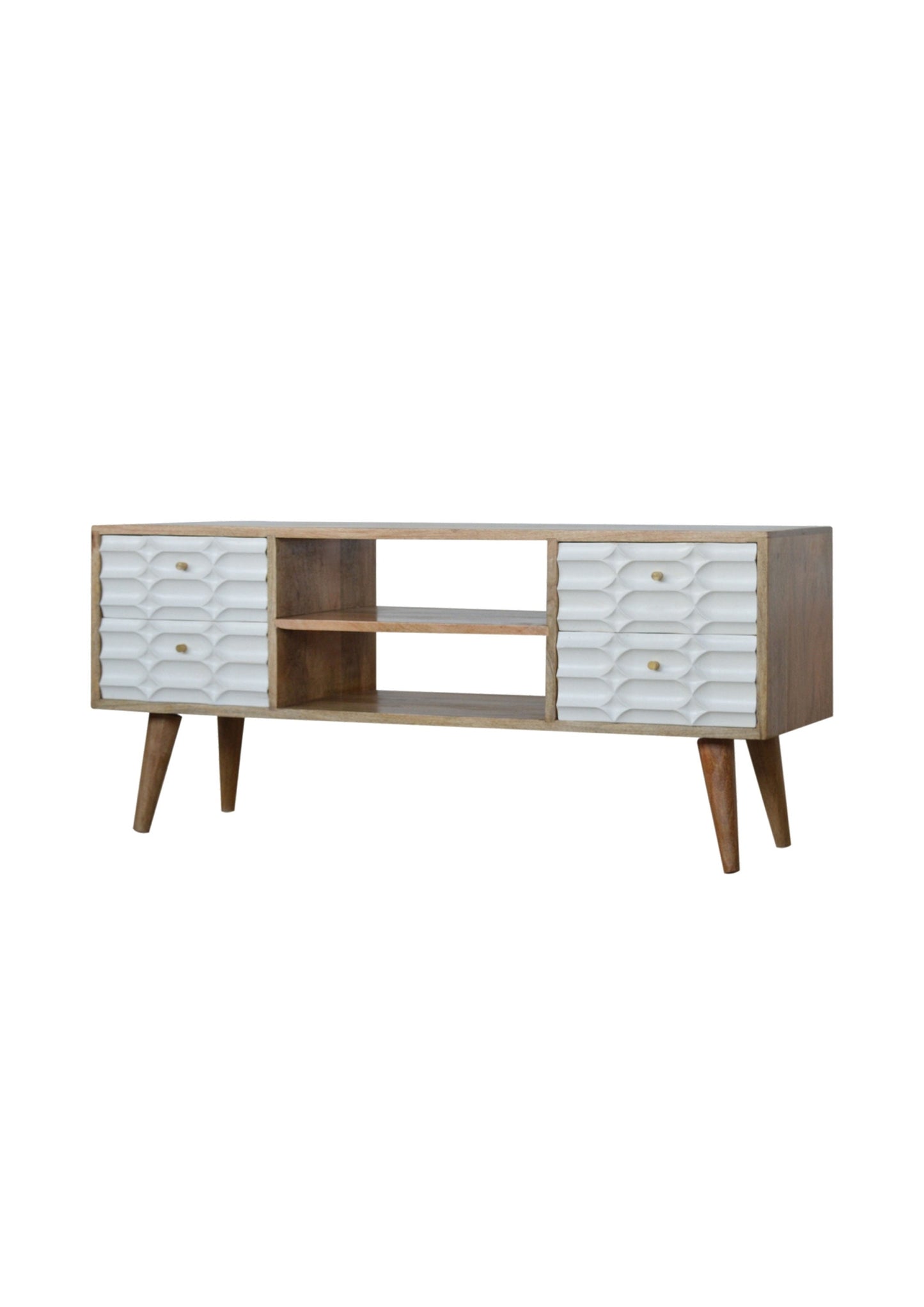 Vivienne Solid Mango Wood and White Drawers Scandi Style TV Unit