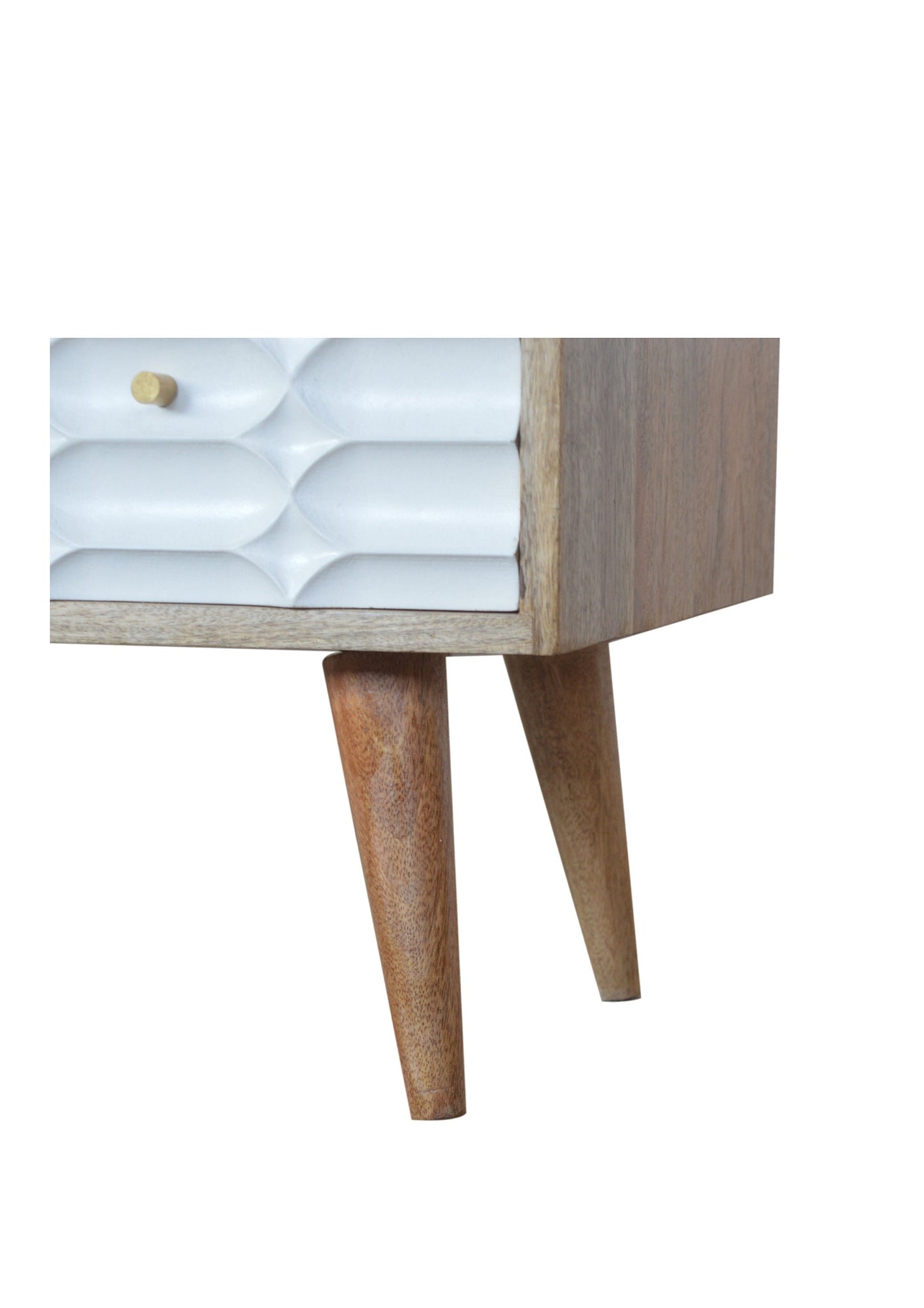 Vivienne Solid Mango Wood and White Drawers Scandi Style TV Unit