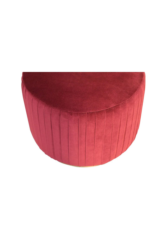 Luxury Cotton Velvet Pleated Footstool with Gold Base in Emerald Green, Black, Mustard Yellow, Maroon Red, Teal, Grey & Black