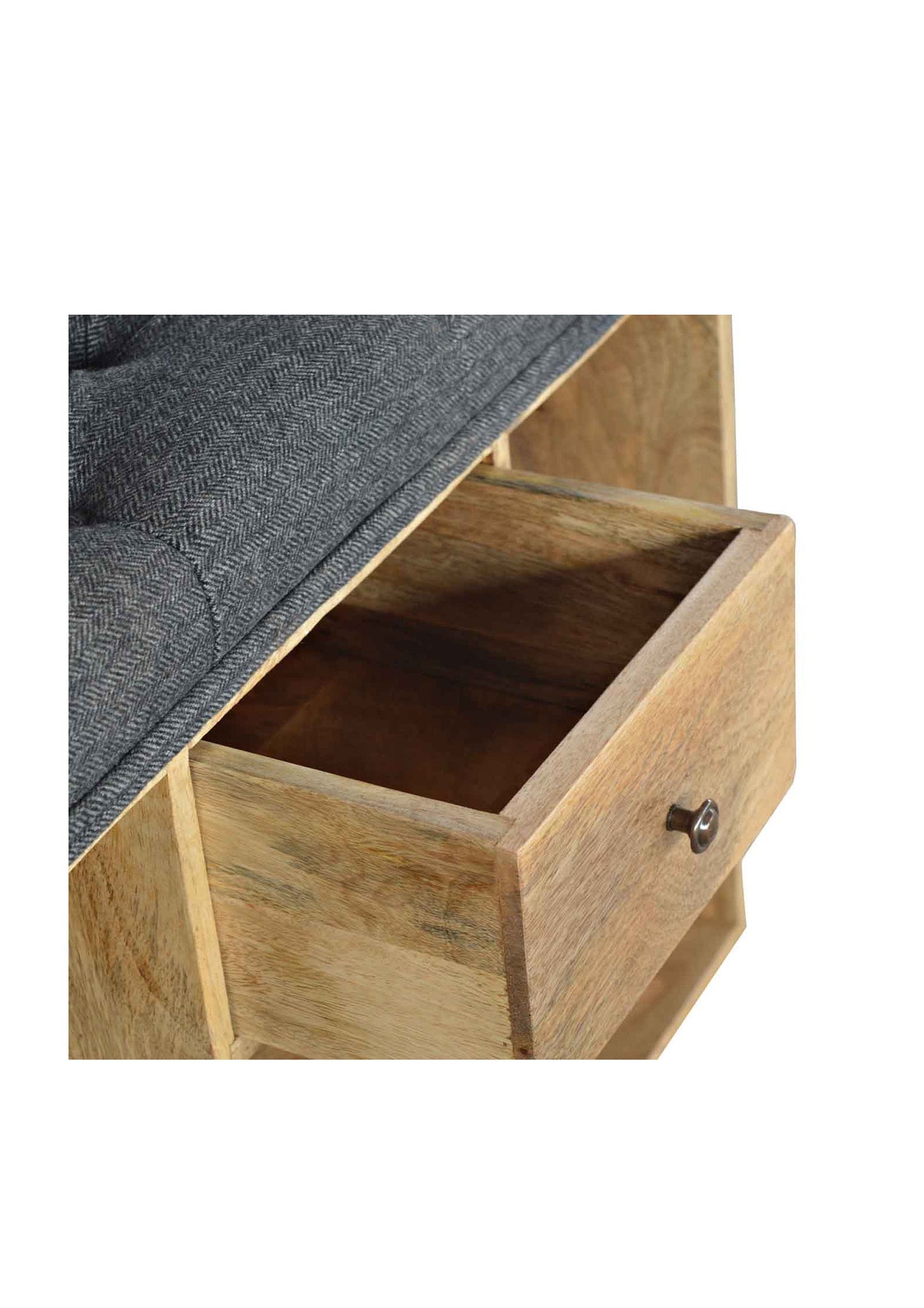 Solid Wood Black Tweed 6 Slot Shoe Storage Bench for Hallway / Entry - Pre Order for December