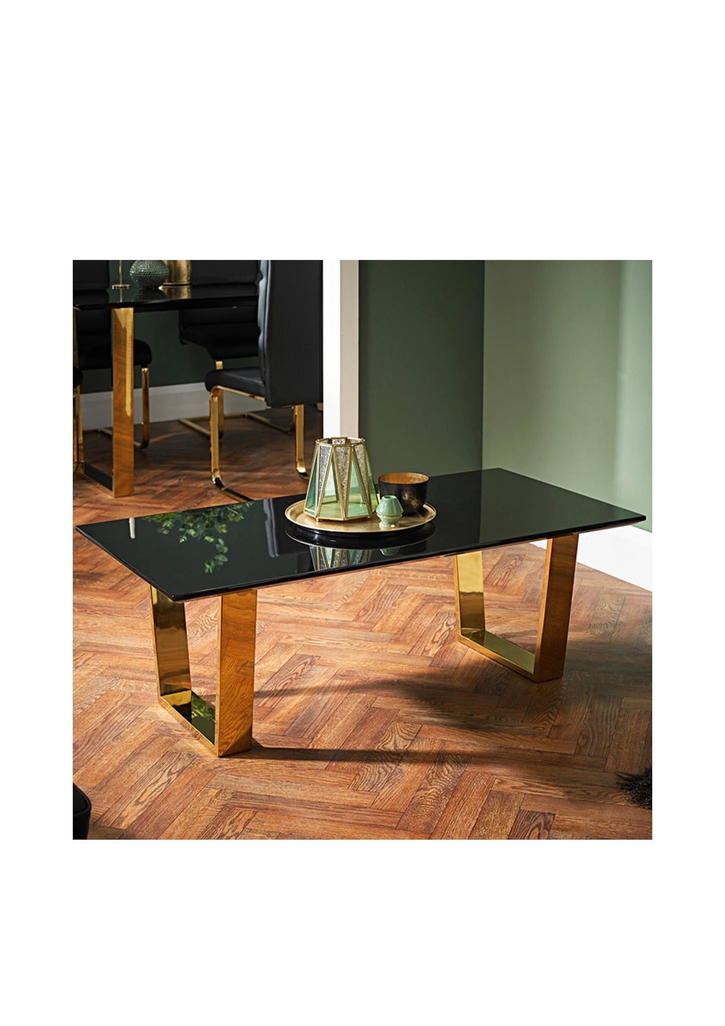 Luxurious High Gloss and Gold Legs Coffee Table