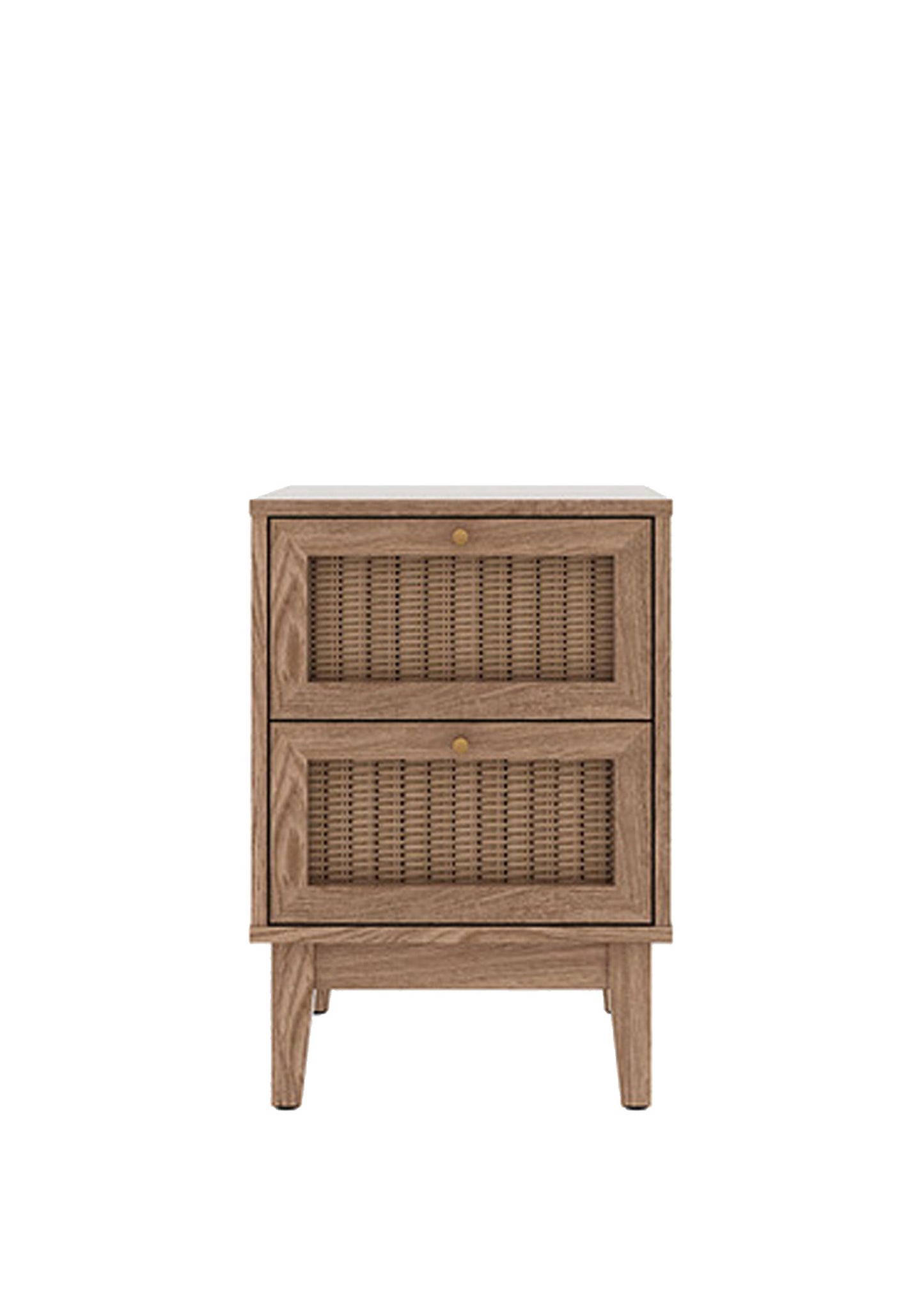 Pre Order for June- Boho Style Bedside Drawers With Rattan Fronts and Gold Handles