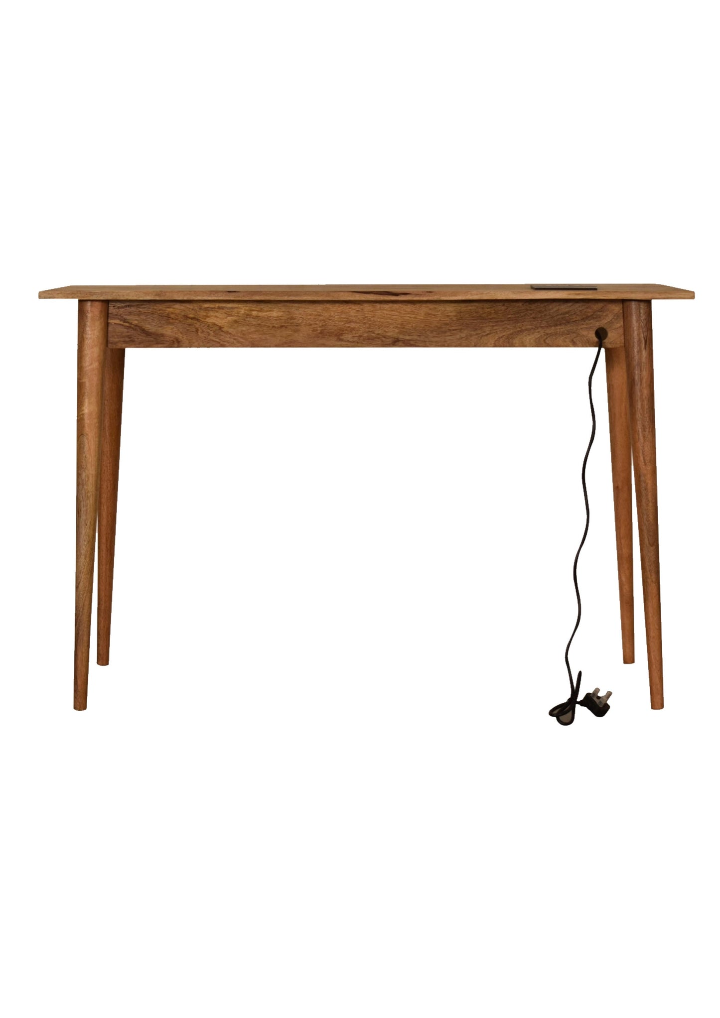 Mid Century Nordic Style Solid Wood  Writing Desk with 2 Drawers and Cable and USB access
