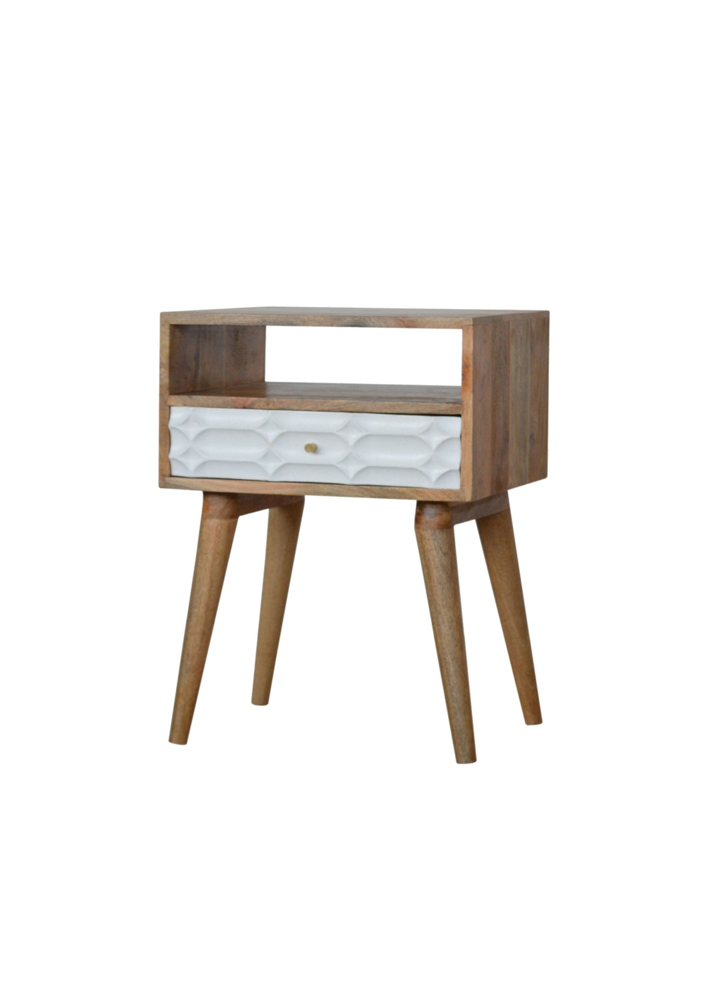Vivienne Solid Mango Wood and White Drawer Scandi Style Bedside Table