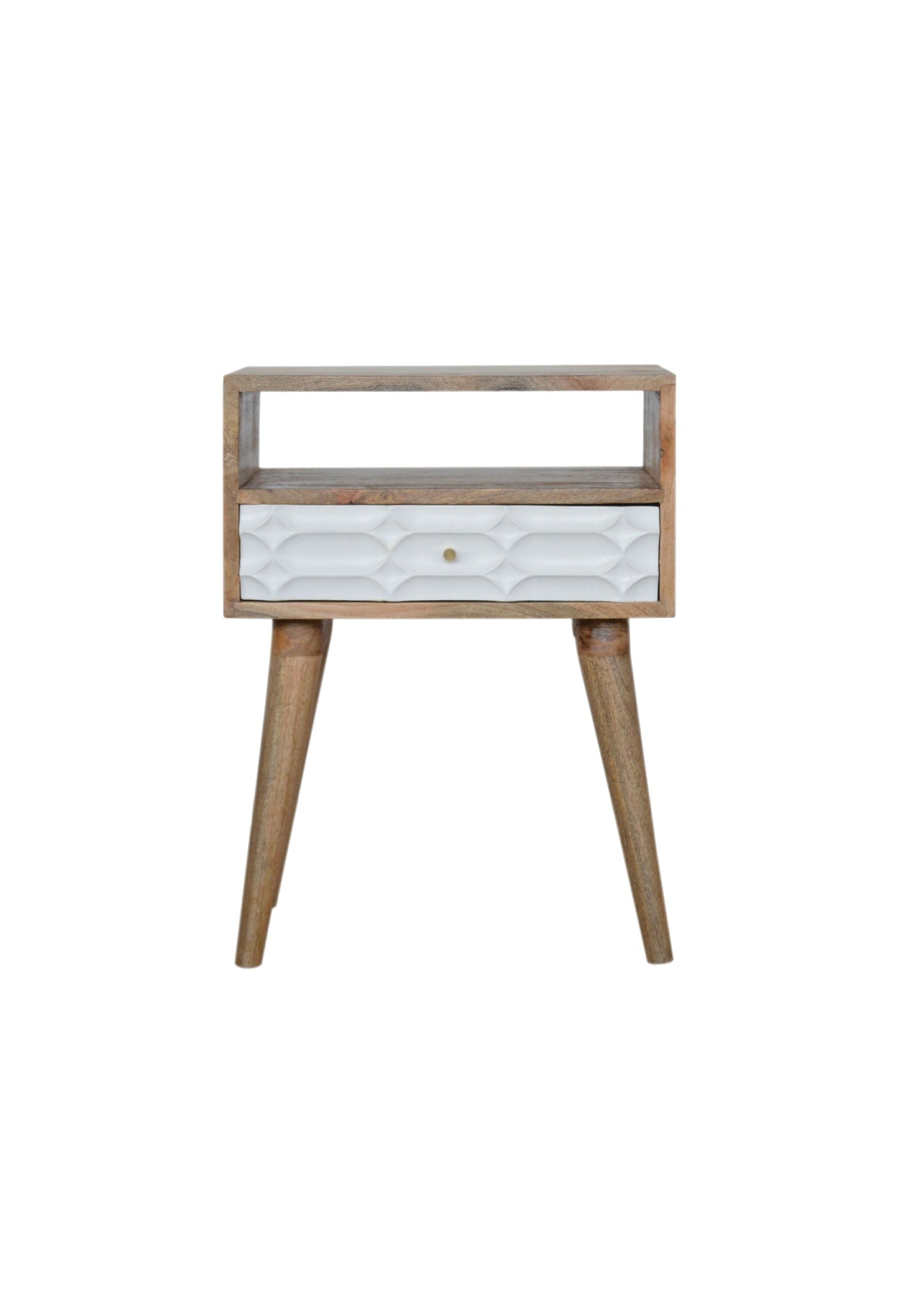 Vivienne Solid Mango Wood and White Drawer Scandi Style Bedside Table