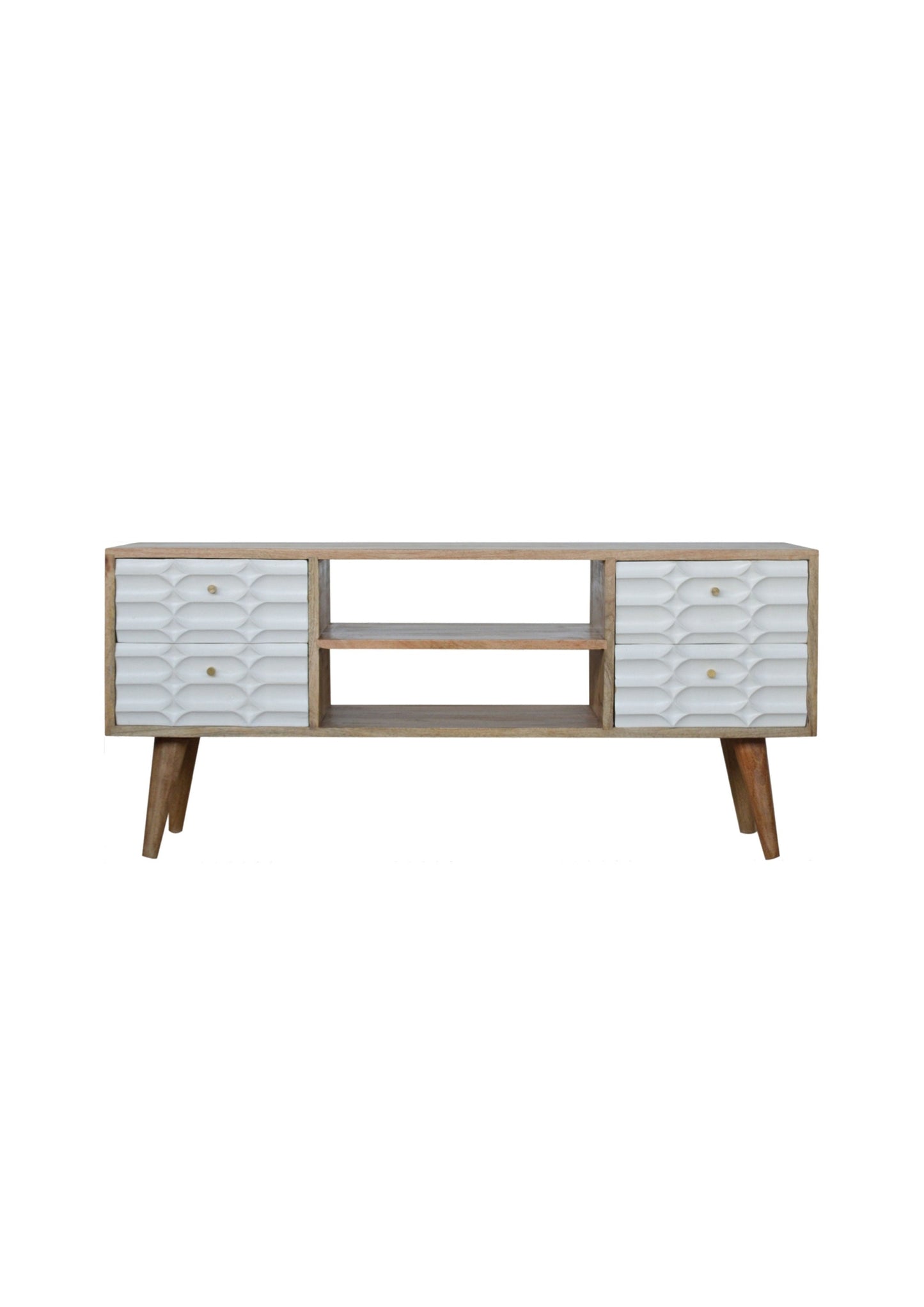 Vivienne Solid Mango Wood and White Drawers Scandi Style TV Unit